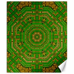 Wonderful Mandala Of Green And Golden Love Canvas 20  X 24   by pepitasart