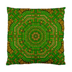 Wonderful Mandala Of Green And Golden Love Standard Cushion Case (one Side) by pepitasart