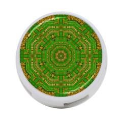 Wonderful Mandala Of Green And Golden Love 4-port Usb Hub (two Sides) 