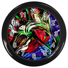 Lillies In Terracota Vase Wall Clocks (black) by bestdesignintheworld
