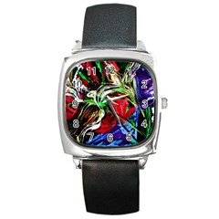 Lillies In Terracota Vase Square Metal Watch by bestdesignintheworld