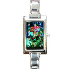 Flowers On The Tea Table Rectangle Italian Charm Watch by bestdesignintheworld