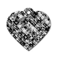 Black And White Patchwork Pattern Dog Tag Heart (two Sides) by dflcprints