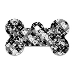 Black And White Patchwork Pattern Dog Tag Bone (two Sides) by dflcprints