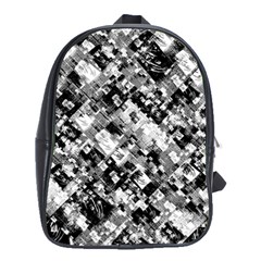 Black And White Patchwork Pattern School Bag (large) by dflcprints
