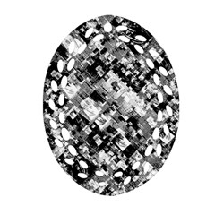 Black And White Patchwork Pattern Ornament (oval Filigree) by dflcprints