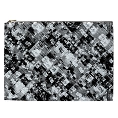 Black And White Patchwork Pattern Cosmetic Bag (xxl)  by dflcprints