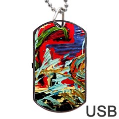 Blue Flamingoes 6 Dog Tag Usb Flash (two Sides) by bestdesignintheworld