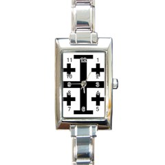 Black Jerusalem Cross  Rectangle Italian Charm Watch