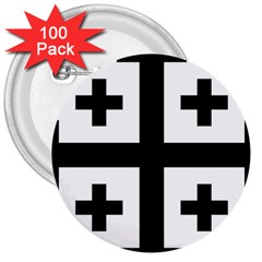 Black Jerusalem Cross  3  Buttons (100 pack) 