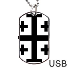 Black Jerusalem Cross  Dog Tag USB Flash (One Side)