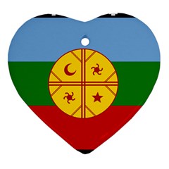 Flag Of The Mapuche People Heart Ornament (two Sides)