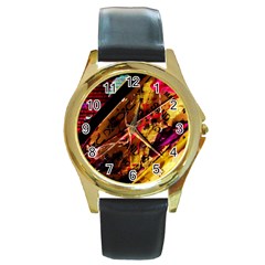 Absurd Theater In And Out 5 Round Gold Metal Watch by bestdesignintheworld