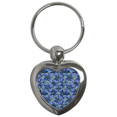 Modern Nature Print Pattern 7200 Key Chains (heart)  by dflcprints