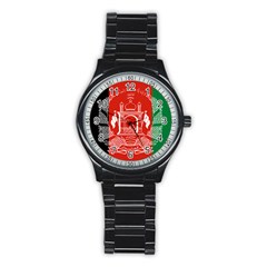 Flag Of Afghanistan Stainless Steel Round Watch by abbeyz71