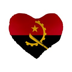 Flag Of Angola Standard 16  Premium Flano Heart Shape Cushions by abbeyz71