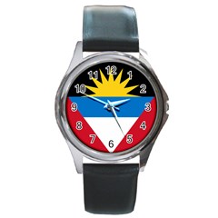 Flag Of Antigua & Barbuda Round Metal Watch by abbeyz71