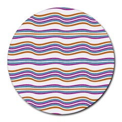 Colorful Wavy Stripes Pattern 7200 Round Mousepads by dflcprints