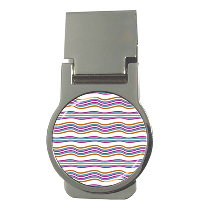 Colorful Wavy Stripes Pattern 7200 Money Clips (Round) 