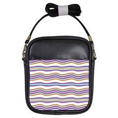 Colorful Wavy Stripes Pattern 7200 Girls Sling Bags by dflcprints