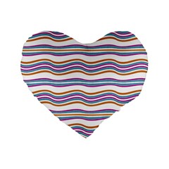 Colorful Wavy Stripes Pattern 7200 Standard 16  Premium Flano Heart Shape Cushions by dflcprints