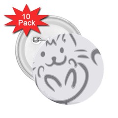 Cat Feline Cute Pet Animal 2 25  Buttons (10 Pack)  by Simbadda