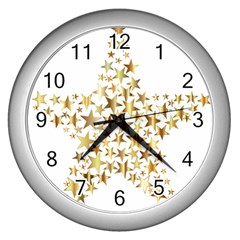 Star Fractal Gold Shiny Metallic Wall Clocks (silver) 