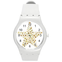 Star Fractal Gold Shiny Metallic Round Plastic Sport Watch (m) by Simbadda