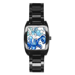 Abstract Colourful Comic Characters Stainless Steel Barrel Watch