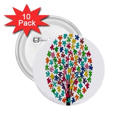 Tree Share Pieces Of The Puzzle 2 25  Buttons (10 Pack)  by Simbadda