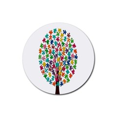 Tree Share Pieces Of The Puzzle Rubber Round Coaster (4 Pack)  by Simbadda