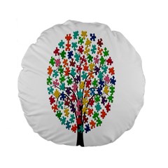 Tree Share Pieces Of The Puzzle Standard 15  Premium Flano Round Cushions by Simbadda