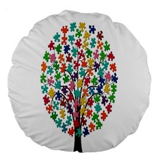 Tree Share Pieces Of The Puzzle Large 18  Premium Flano Round Cushions by Simbadda