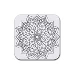 Floral Flower Mandala Decorative Rubber Coaster (Square)  Front
