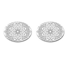 Floral Flower Mandala Decorative Cufflinks (oval) by Simbadda