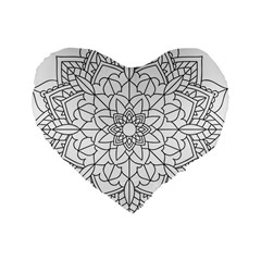 Floral Flower Mandala Decorative Standard 16  Premium Heart Shape Cushions by Simbadda