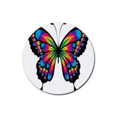 Abstract Animal Art Butterfly Rubber Round Coaster (4 Pack)  by Simbadda