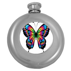 Abstract Animal Art Butterfly Round Hip Flask (5 Oz)