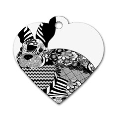 Floral Flourish Decorative Dog Tag Heart (one Side) by Simbadda