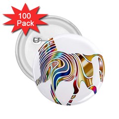 Horse Equine Psychedelic Abstract 2.25  Buttons (100 pack) 