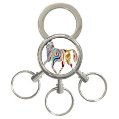 Horse Equine Psychedelic Abstract 3-Ring Key Chains