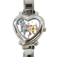 Horse Equine Psychedelic Abstract Heart Italian Charm Watch