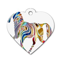 Horse Equine Psychedelic Abstract Dog Tag Heart (one Side) by Simbadda