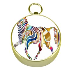 Horse Equine Psychedelic Abstract Gold Compasses