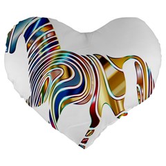 Horse Equine Psychedelic Abstract Large 19  Premium Flano Heart Shape Cushions