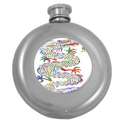 Dragon Asian Mythical Colorful Round Hip Flask (5 Oz)