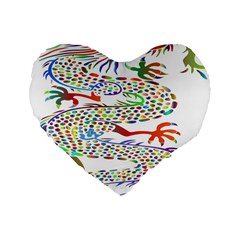 Dragon Asian Mythical Colorful Standard 16  Premium Heart Shape Cushions by Simbadda