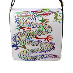 Dragon Asian Mythical Colorful Flap Messenger Bag (l)  by Simbadda