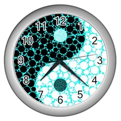 Yin Yang Eastern Asian Philosophy Wall Clocks (silver) 
