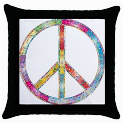 Flourish Decorative Peace Sign Throw Pillow Case (Black)